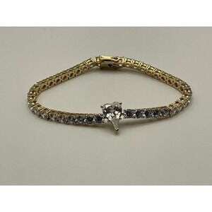 Diamonique x Jennifer Miller Signature Heart Tennis Bracelet 925 Yellow J431580